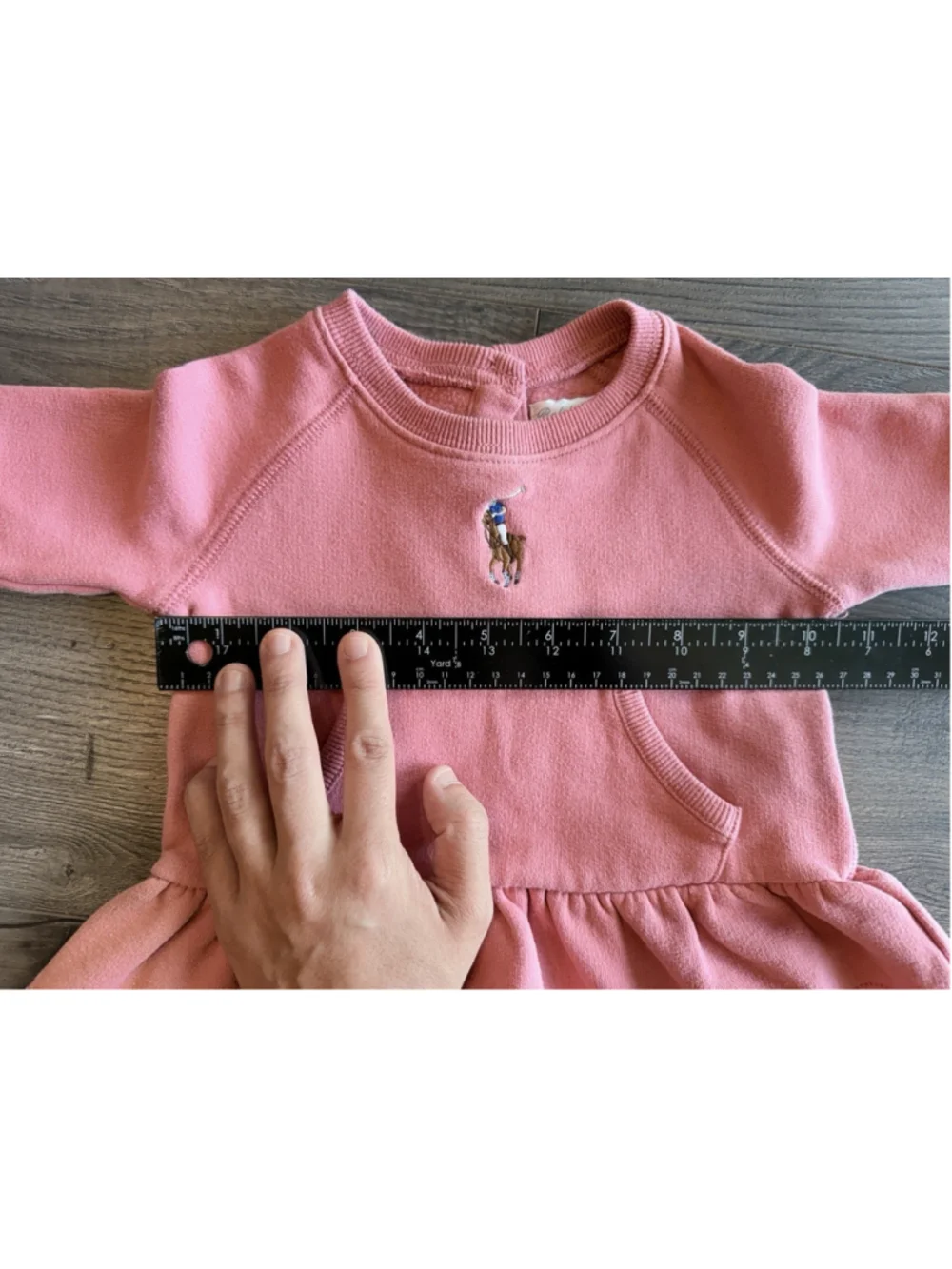 Ralph Lauren Baby Pink Peplum Sweatshirt Big Pony Fleece Pullover 9M Embroidered